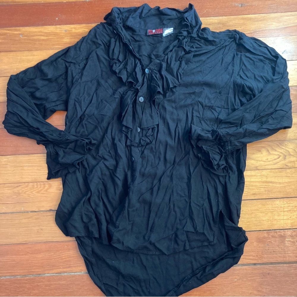 morbid threads hot topic mall y2k long sleeve button down ruffle shirt XL